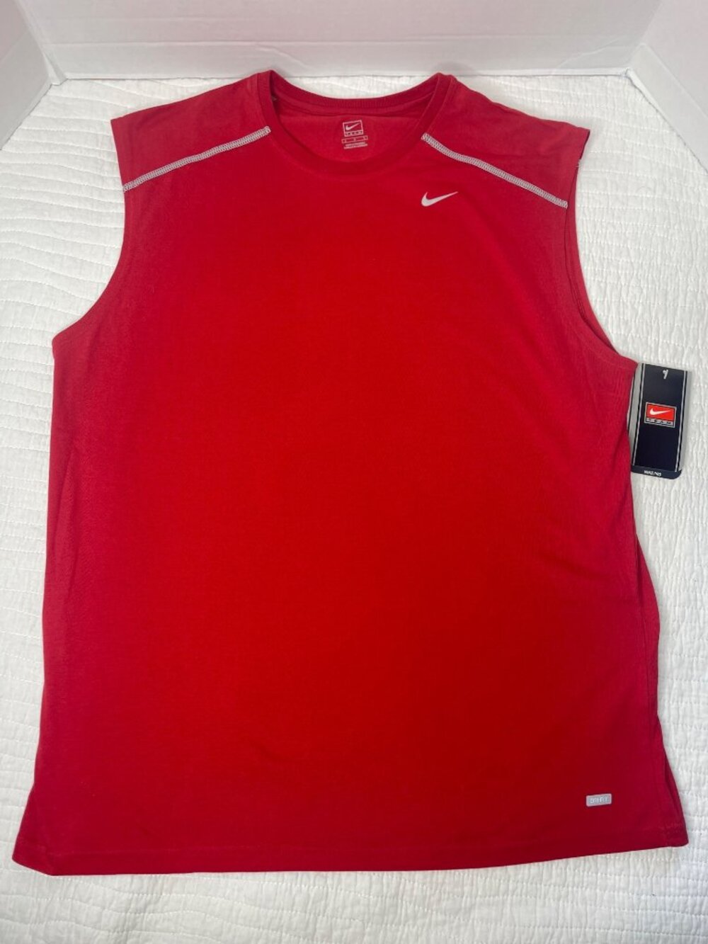 Nike Team Mens Performance Red Sleeveless Dri-Fit Shirt Tank Top SZ L NEW